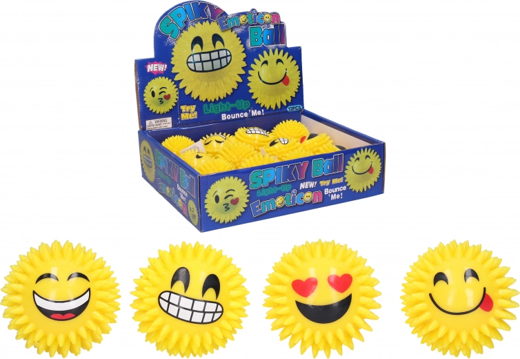 Piepend lichtgevend balletje met glimlach 7 cm