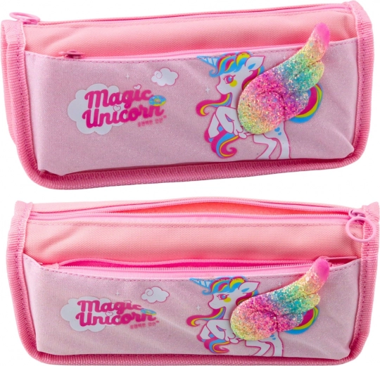 Schooletui Eenhoorn met glinsterende 3D-vleugel roze