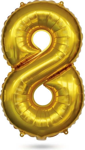 Verjaardagsfolieballon cijfer 8 goudkleurig 84 cm