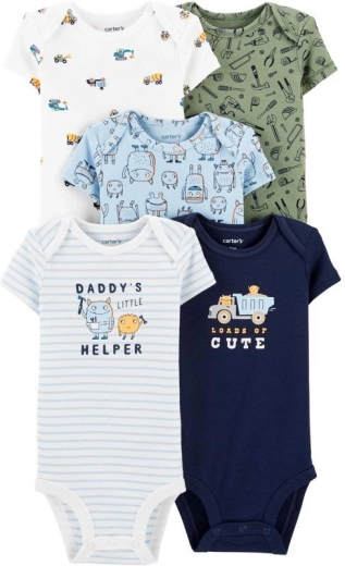Carter’s babyromper met korte mouw voor jongens, mix, 5 stuks, maat 46