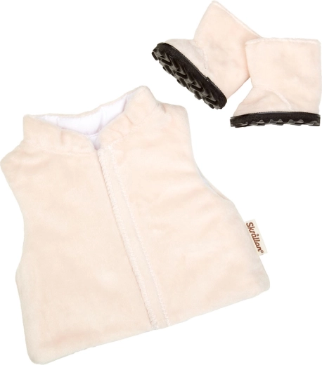 Skrållan gilet en laarzen voor poppen 36–40 cm