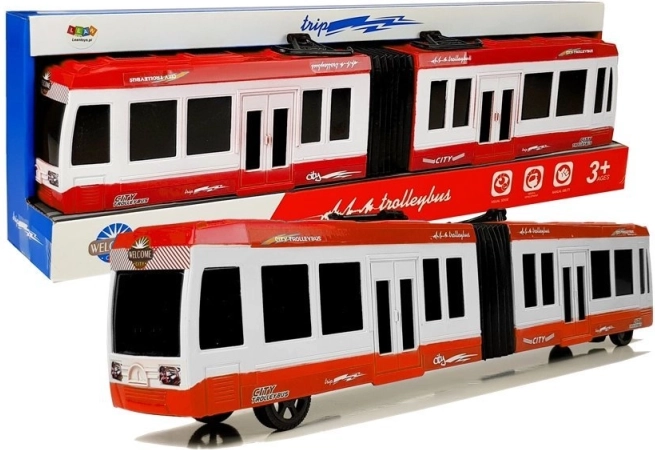 Gelede bus met vliegwiel rood