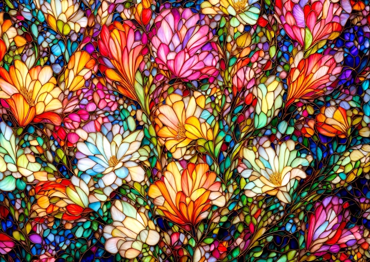 Enjoy puzzel abstracte glas-in-lood bloementuin 1000 stukjes