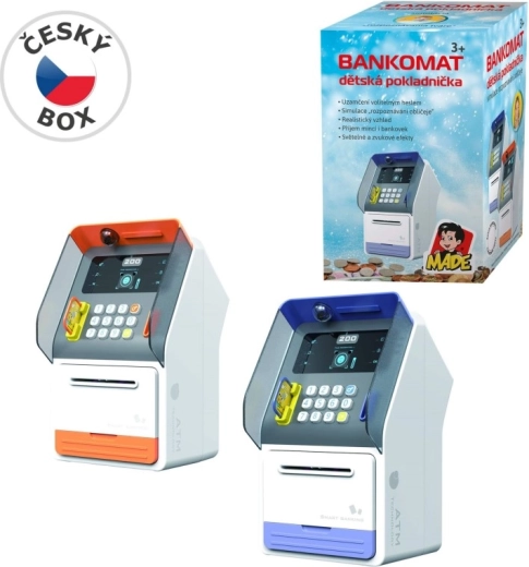 MaDe kinder-spaarpot pinautomaat met gezichtsherkenning