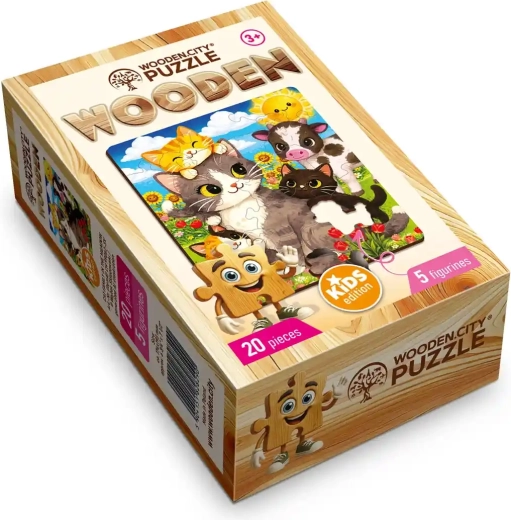 WOODEN CITY houten puzzel kattenweide 20 stukjes