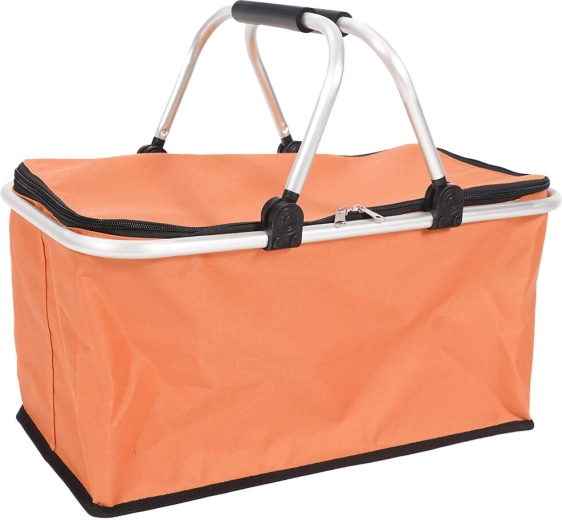 Opvouwbare boodschappenmand 46 × 27 × 23 cm, aluminium en polyester, oranje