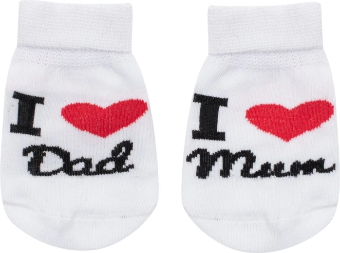 New Baby katoenen kindersokken i love mum and dad wit 0–3 maanden