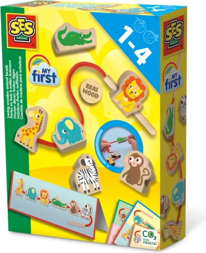 Mijn eerste rijgspel met houten dierenkralen