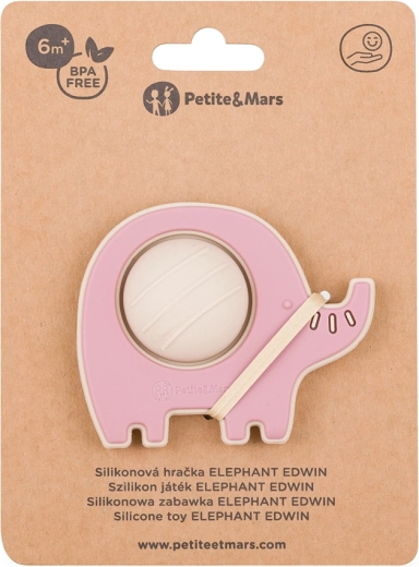 Petite&Mars siliconen speelgoed en bijtring Olifant Edwin dusty rose 6m+