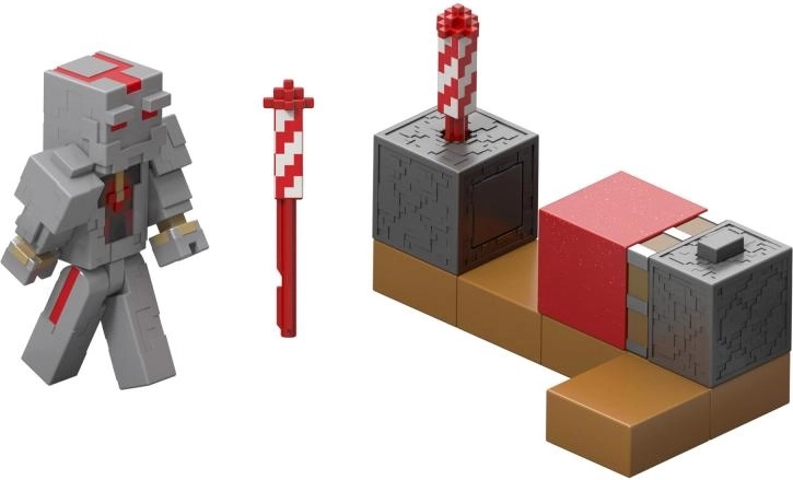 Minecraft actiefiguur met vuurwerkwerper 8 cm