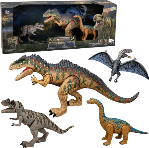 Set realistische dinosaurussen met beweegbare ledematen en T-Rex-geluiden