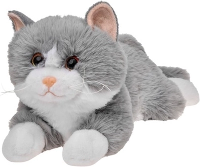 Grijs-witte pluchen decoratiekat