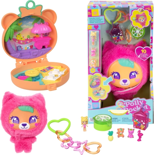 Polly Pocket compact set pluche teddybeer met figuurtjes en accessoires