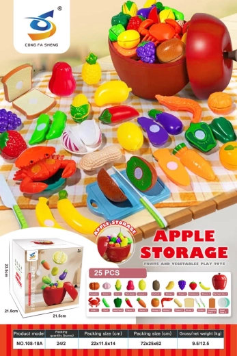 Set fruit en groenten om te snijden in een appel
