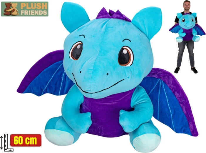Plush Friends draak blauw pluche 60 cm zittend