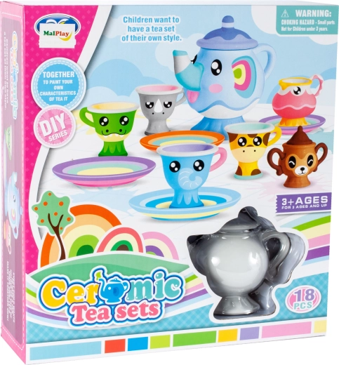 Porseleinen DIY theeset om te beschilderen