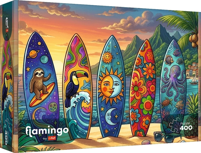Trefl-puzzel Flamingo: avontuur op de golven 400 stukjes
