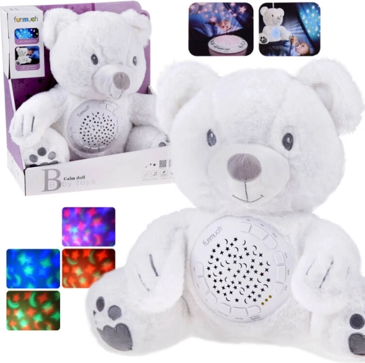 Projector knuffelige witte teddybeer – lampje en slaapliedjes voor baby’s
