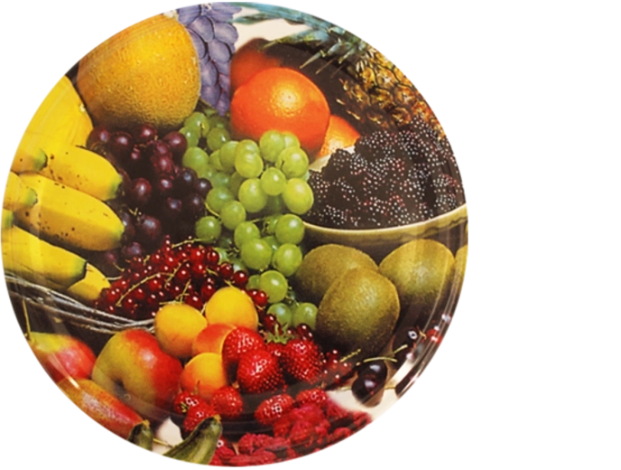 Deksels voor weckpotten met bananenmotief 66 mm, 4-kleps, 1100 stuks