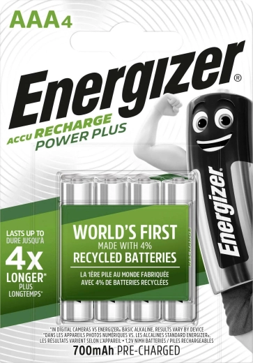 Energizer Power Plus AAA oplaadbare batterijen 700 mAh, 4 stuks