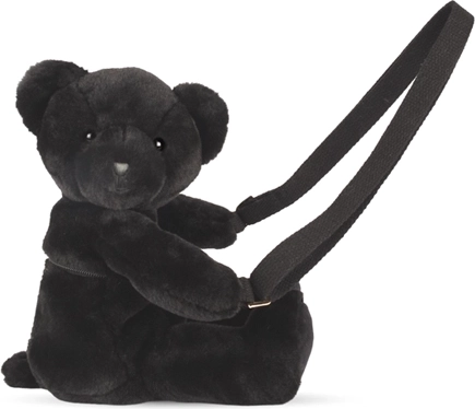Doudou pluche schoudertas beer, zwart 30 cm