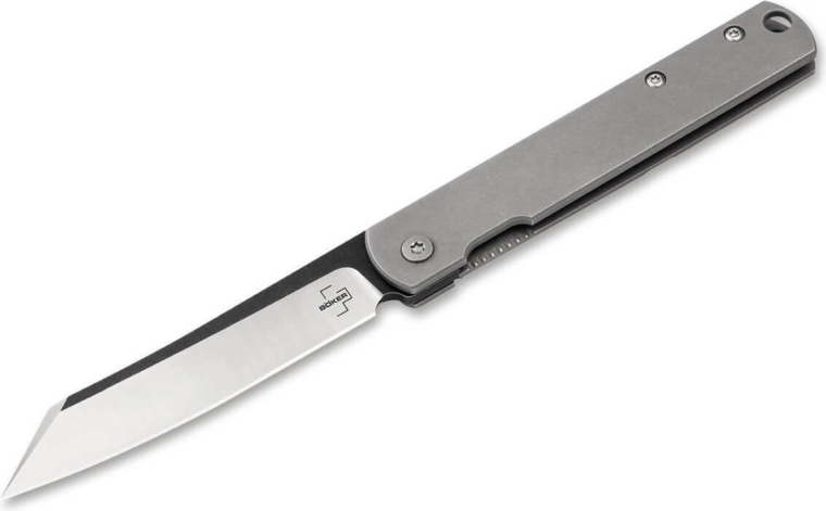 Böker Plus Zenshin zakmes 7,5 cm Stonewash van roestvrij staal met clip