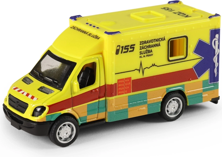 Metalen ambulance Spoedeisende Medische Dienst Praag 10 cm met terugtrekmotor
