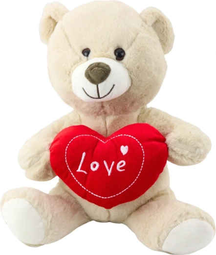 Pluchen teddybeer met hart, crèmebeige 30 cm