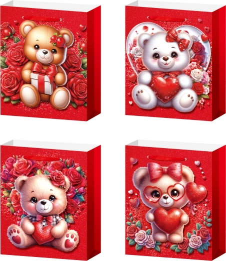 Cadeautas S – beertje met rozen