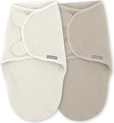 SwaddleMe™ mousseline inbakerslaapzakjes Ulitka 1 TOG voor baby’s van 0–3 maanden, Cream/Cashew, 2 stuks