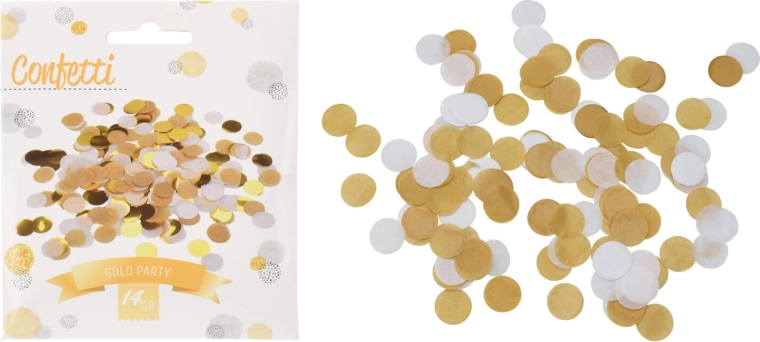 Partyconfetti wit en goud 1,5 × 2,5 cm, 14 g