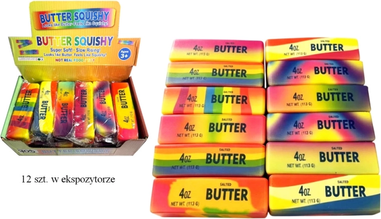 Regenboog antistress knijpslijm in de vorm van boter