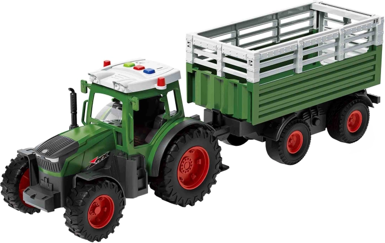 Tractor met aanhanger met licht- en geluidseffecten, 42 cm