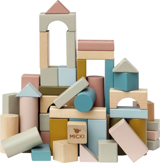 Pastelkleurige houten blokken voor kinderen 60 stuks Micki