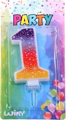 Feestkaars nummer 1 met sterren