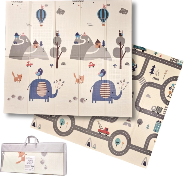 Opvouwbare dubbelzijdige schuimeducatieve speelmat 180 × 200 cm straat/bos