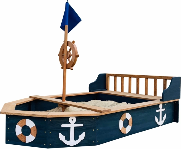 houten piratenzandbak AXI Doris met opbergruimte en zeil 153 cm