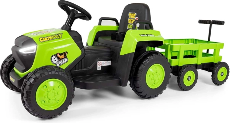 Milly Mally elektrische tractor Rolly green met aanhanger