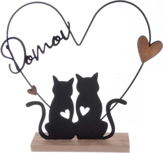 Decoratie kat "Thuis" van hout en metaal