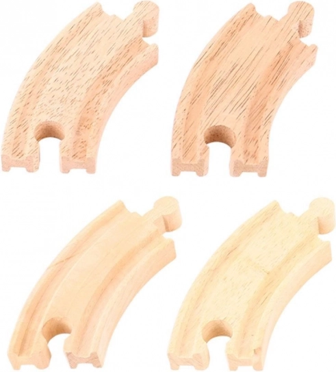 BIGJIGS RAIL korte bochten voor houten treinbaan, 4 stuks