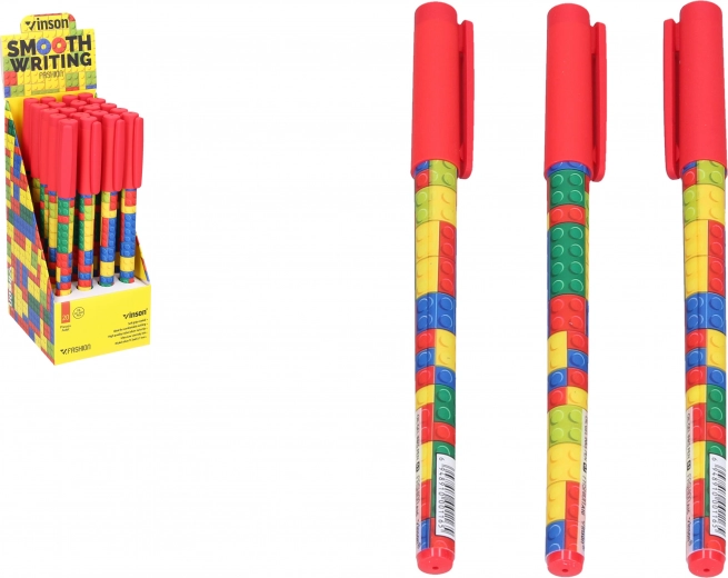 Balpen met blauwe inkt 0,7 mm – blokjesdesign