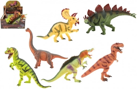 Set van plastic dinosaurussen 25–32 cm, 6 figuren in doos