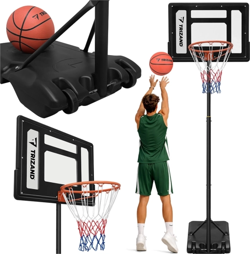 Vrijstaande basketbalkorf Trizand 259 cm met verstelbare hoogte en bal