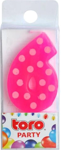 Taartkaars cijfer 6 TORO prikbaar 4,5 cm