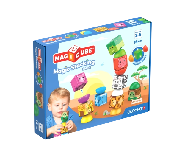 Geomag Magicube Safari magnetische bouwset met dieren, 16 onderdelen