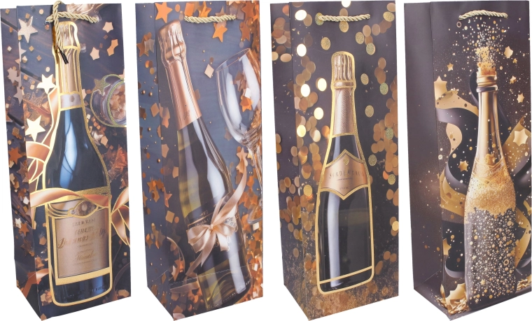 Cadeautas voor een fles M 35 × 12 × 9 cm Hele jaar - 1 stuk