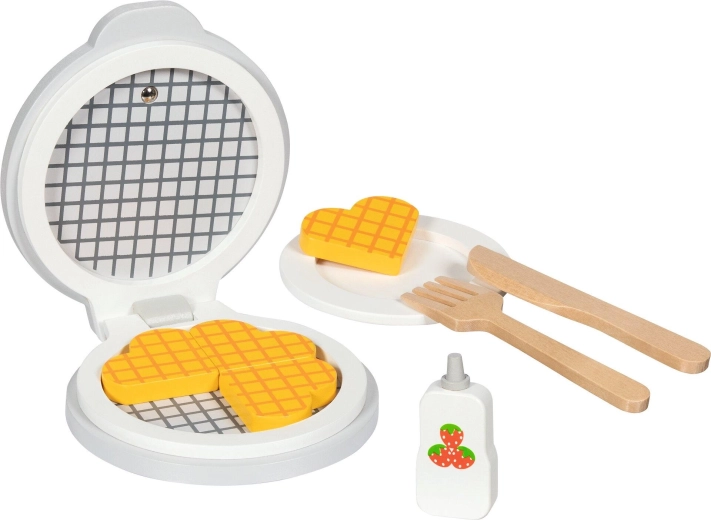 Houten wafelijzer met accessoires