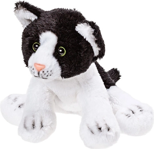 Pluchen kat zwart-wit 15 cm