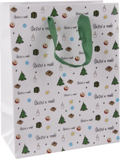 Cadeaupapieren tas Fijne feestdagen 18 × 10 × 23 cm