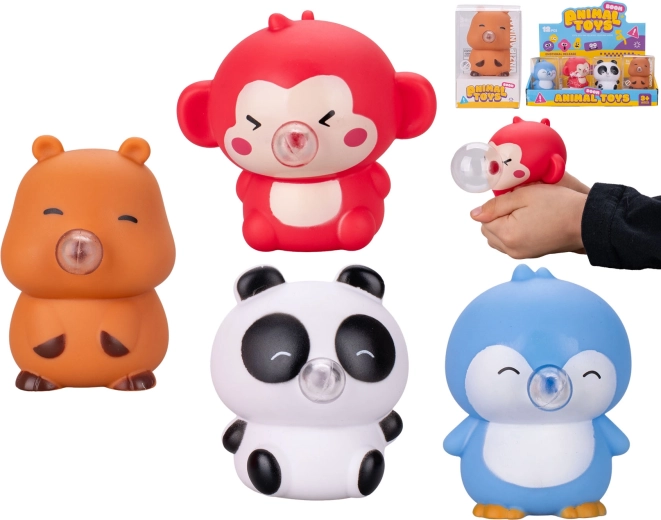 Zacht dierenfiguurtje met bubble 7 cm